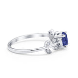Art Deco Wedding Ring Dainty Round Simulated Cubic Zirconia 925 Sterling Silver