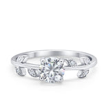 Art Deco Wedding Ring Dainty Round Simulated Cubic Zirconia 925 Sterling Silver