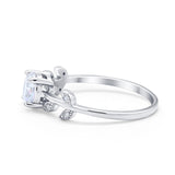 Art Deco Wedding Ring Dainty Round Simulated Cubic Zirconia 925 Sterling Silver
