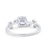 Art Deco Wedding Ring Dainty Round Simulated Cubic Zirconia 925 Sterling Silver