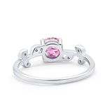 Art Deco Wedding Ring Dainty Round Simulated Cubic Zirconia 925 Sterling Silver