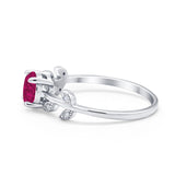 Art Deco Wedding Ring Dainty Round Simulated Cubic Zirconia 925 Sterling Silver