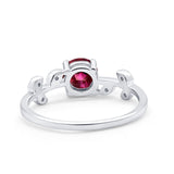 Art Deco Wedding Ring Dainty Round Simulated Cubic Zirconia 925 Sterling Silver