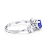 Art Deco Wedding Ring Dainty Round Simulated Cubic Zirconia 925 Sterling Silver
