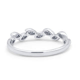Leaf Art Deco Wedding Eternity Rings Round Simulated CZ 925 Sterling Silver