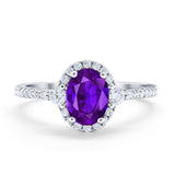 Art Deco Oval Wedding Ring Round Simulated Cubic Zirconia 925 Sterling Silver