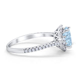 Art Deco Oval Wedding Ring Round Simulated Cubic Zirconia 925 Sterling Silver