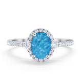 Art Deco Oval Wedding Ring Round Simulated Cubic Zirconia 925 Sterling Silver