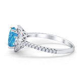 Art Deco Oval Wedding Ring Round Simulated Cubic Zirconia 925 Sterling Silver