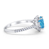 Art Deco Oval Wedding Ring Round Simulated Cubic Zirconia 925 Sterling Silver