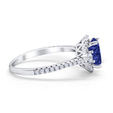 Art Deco Oval Wedding Ring Round Simulated Cubic Zirconia 925 Sterling Silver