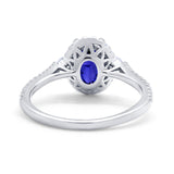 Art Deco Oval Wedding Ring Round Simulated Cubic Zirconia 925 Sterling Silver