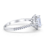 Art Deco Oval Wedding Ring Round Simulated Cubic Zirconia 925 Sterling Silver