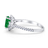 Art Deco Oval Wedding Ring Round Simulated Cubic Zirconia 925 Sterling Silver