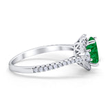 Art Deco Oval Wedding Ring Round Simulated Cubic Zirconia 925 Sterling Silver