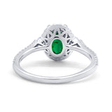 Art Deco Oval Wedding Ring Round Simulated Cubic Zirconia 925 Sterling Silver