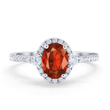 Art Deco Oval Wedding Ring Round Simulated Cubic Zirconia 925 Sterling Silver
