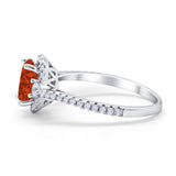 Art Deco Oval Wedding Ring Round Simulated Cubic Zirconia 925 Sterling Silver