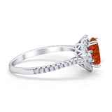 Art Deco Oval Wedding Ring Round Simulated Cubic Zirconia 925 Sterling Silver