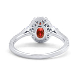Art Deco Oval Wedding Ring Round Simulated Cubic Zirconia 925 Sterling Silver