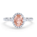 Art Deco Oval Wedding Ring Round Simulated Cubic Zirconia 925 Sterling Silver