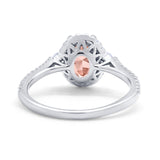Art Deco Oval Wedding Ring Round Simulated Cubic Zirconia 925 Sterling Silver