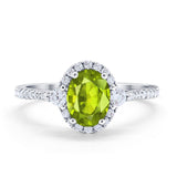 Art Deco Oval Wedding Ring Round Simulated Cubic Zirconia 925 Sterling Silver