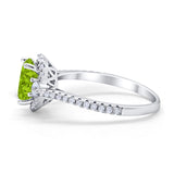 Art Deco Oval Wedding Ring Round Simulated Cubic Zirconia 925 Sterling Silver