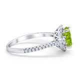 Art Deco Oval Wedding Ring Round Simulated Cubic Zirconia 925 Sterling Silver