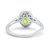 Art Deco Oval Wedding Ring Round Simulated Cubic Zirconia 925 Sterling Silver