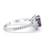 Art Deco Oval Wedding Ring Round Simulated Cubic Zirconia 925 Sterling Silver