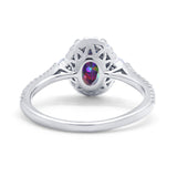 Art Deco Oval Wedding Ring Round Simulated Cubic Zirconia 925 Sterling Silver