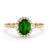 Art Deco Oval Wedding Ring Round Simulated Cubic Zirconia 925 Sterling Silver