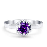Solitaire Claw Prong Wedding Ring Simulated Cubic Zirconia 925 Sterling Silver