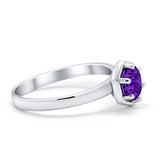 Solitaire Claw Prong Wedding Ring Simulated Cubic Zirconia 925 Sterling Silver