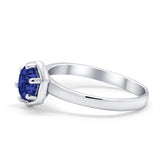 Solitaire Claw Prong Wedding Ring Simulated Cubic Zirconia 925 Sterling Silver