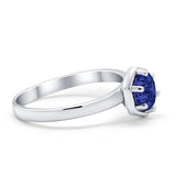 Solitaire Claw Prong Wedding Ring Simulated Cubic Zirconia 925 Sterling Silver