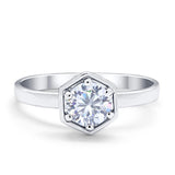 Solitaire Claw Prong Wedding Ring Simulated Cubic Zirconia 925 Sterling Silver