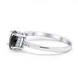 Art Deco Oval Wedding Ring Simulated Cubic Zirconia 925 Sterling Silver
