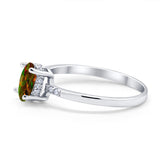 Art Deco Oval Wedding Ring Simulated Cubic Zirconia 925 Sterling Silver