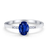 Art Deco Oval Wedding Ring Simulated Cubic Zirconia 925 Sterling Silver