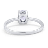 Art Deco Oval Wedding Ring Simulated Cubic Zirconia 925 Sterling Silver