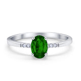 Art Deco Oval Wedding Ring Simulated Cubic Zirconia 925 Sterling Silver