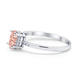 Art Deco Oval Wedding Ring Simulated Cubic Zirconia 925 Sterling Silver