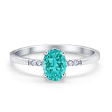 Art Deco Oval Wedding Ring Simulated Cubic Zirconia 925 Sterling Silver