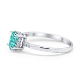 Art Deco Oval Wedding Ring Simulated Cubic Zirconia 925 Sterling Silver