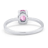 Art Deco Oval Wedding Ring Simulated Cubic Zirconia 925 Sterling Silver