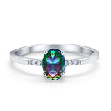 Art Deco Oval Wedding Ring Simulated Cubic Zirconia 925 Sterling Silver