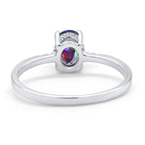 Art Deco Oval Wedding Ring Simulated Cubic Zirconia 925 Sterling Silver