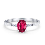 Art Deco Oval Wedding Ring Simulated Cubic Zirconia 925 Sterling Silver